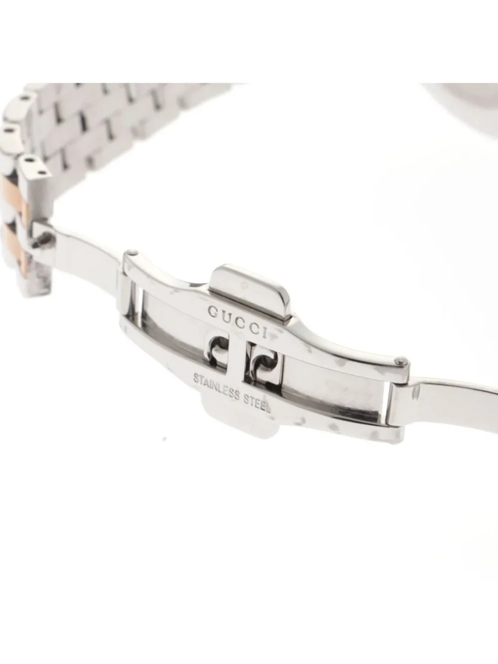Gucci G-Class Quartz Stainless Steel Pink Gold Plated Shell Watch